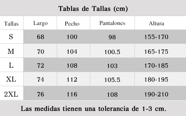 Tablas de tallas Sudadera de Entrenamiento 2025