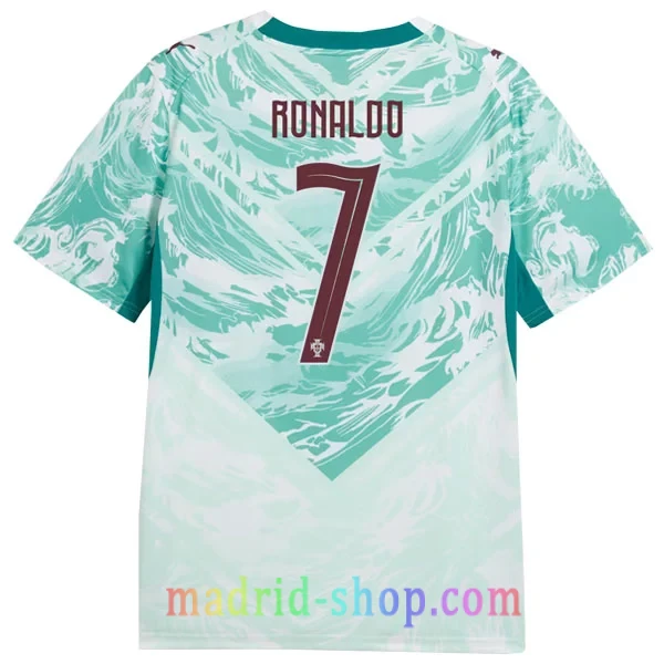 Camiseta Portugal Ronaldo 7 Segunda Equipación 2026 Camiseta de fútbol Portugal Ronaldo 7 Segunda Equipación 2026 verde claro con tipografía oficial.