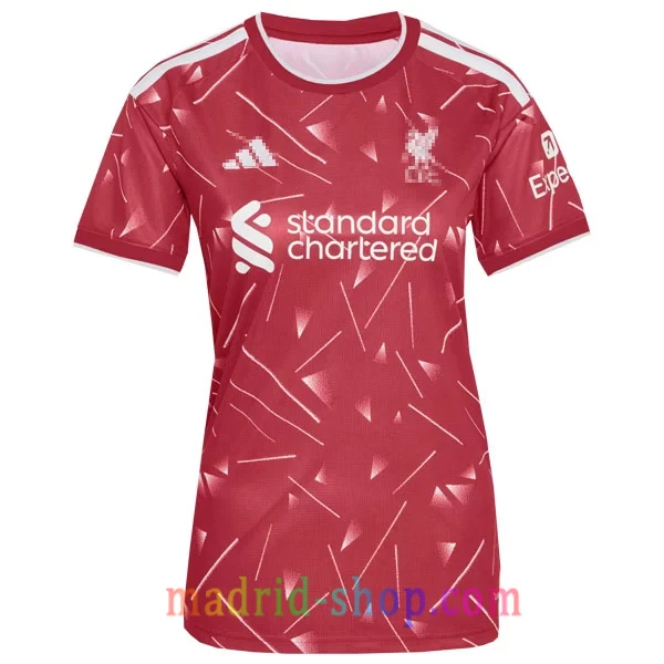 Camiseta Liverpool Mujer Primera Equipación 2026-27 Camiseta Liverpool Mujer Primera Equipación 2026-27 burdeos con corte entallado especial.