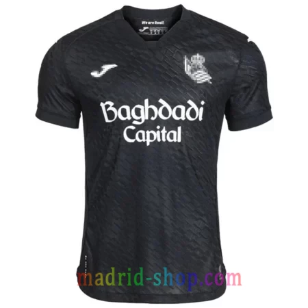 Camiseta Real Sociedad Segunda Equipación 2026-27 negra con logotipos blancos.