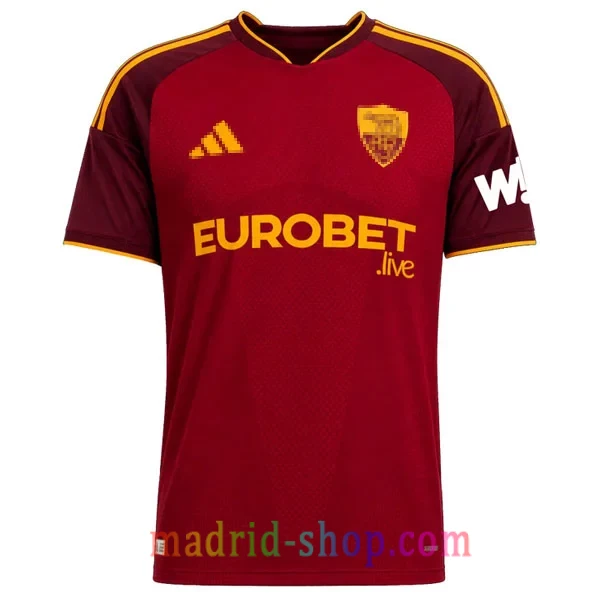 Camiseta AS Roma Versión Jugador Primera Equipación 2026-27 Camiseta AS Roma Primera Equipación 2026-27 Versión Jugador rojo con escudo ASR y lema en la nuca.