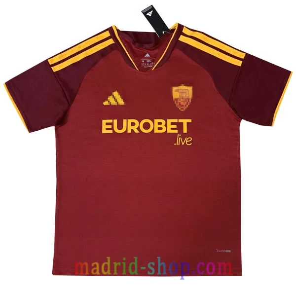 Camiseta AS Roma Primera Equipación 2026-27 Camiseta AS Roma Primera Equipación 2026-27 rojo Roma con detalles amarillo naranja y monograma ASR.
