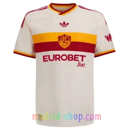 Camiseta AS Roma Segunda Equipación 2026-27 Versión Jugador ecru con escudo de 1945 y franja pectoral.