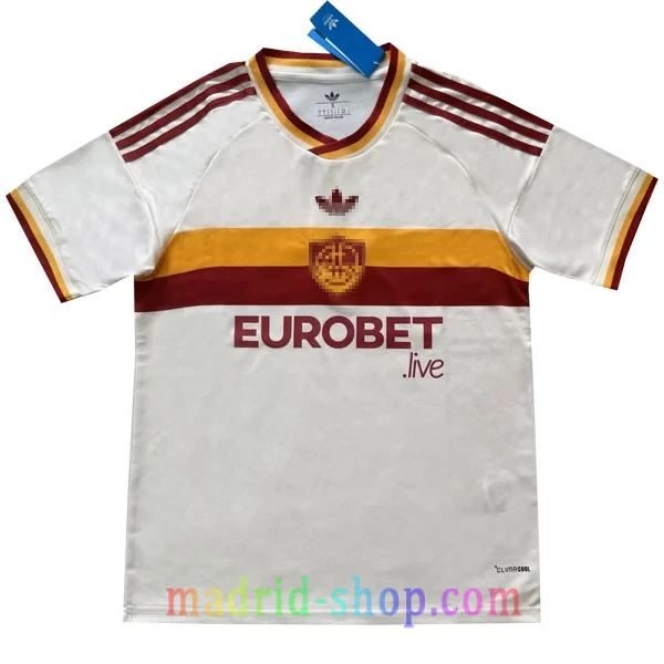 Camiseta AS Roma Segunda Equipación 2026-27 Camiseta AS Roma Segunda Equipación 2026-27 ecru con franja pectoral.