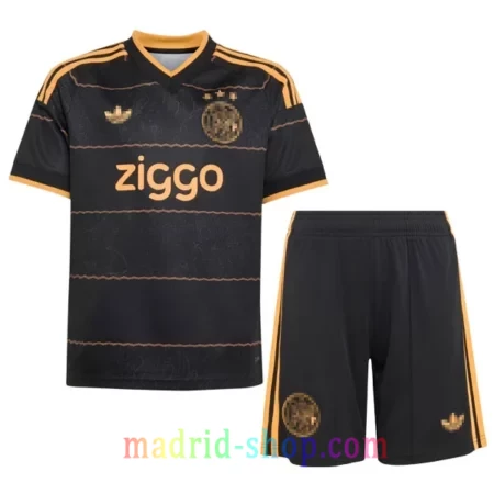 Camiseta Ajax de Ámsterdam Segunda Equipación 2026-27 Niño conjunto infantil negro con pantalón.