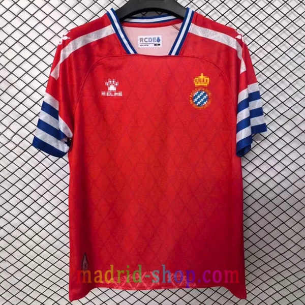 Camiseta Espanyol Segunda Equipación 2026-27 Camiseta RCD Espanyol Segunda Equipación 2026-27 roja con franjas azul y blanco réplica 1992.