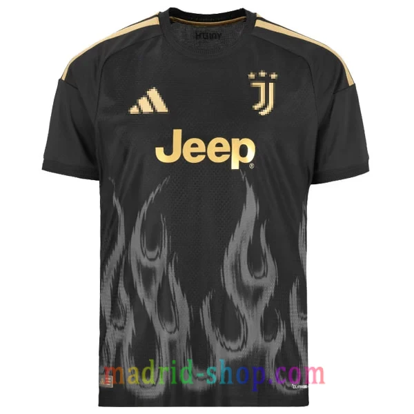 Camiseta Juventus Versión Jugador Tercera Equipación 2026-27 Camiseta Juventus Tercera Equipación 2026-27 Versión Jugador negra con grafico de llamas.