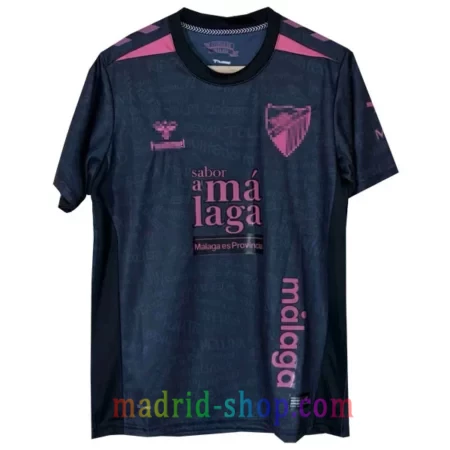 Camiseta Málaga CF Tercera Equipación 2026-27 negra y rosa neón con nombres de los 103 municipios.