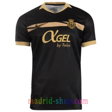 Camiseta Mallorca Segunda Equipación 2026-27 negra con franja horizontal y detalles dorados.