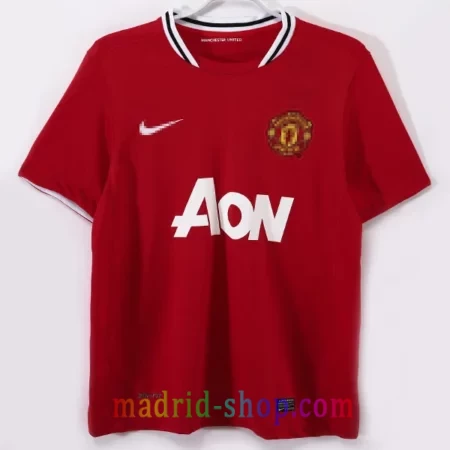 Camiseta Manchester United Primera Equipación 2011-12 retro roja con cuello tejido.