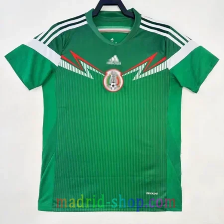 Camiseta Selección de México Primera Equipación Mundial 2014 verde con gráfico de rayos.