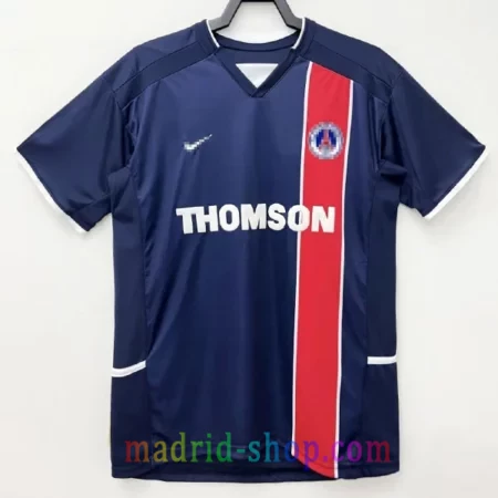 Camiseta PSG Primera Equipación 2002-03 Retro azul marino con franja roja y blanca.