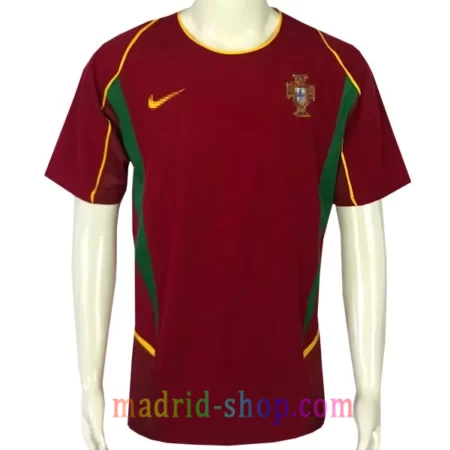 Camiseta Selección de Portugal Primera Equipación Mundial 2002 retro roja granate.