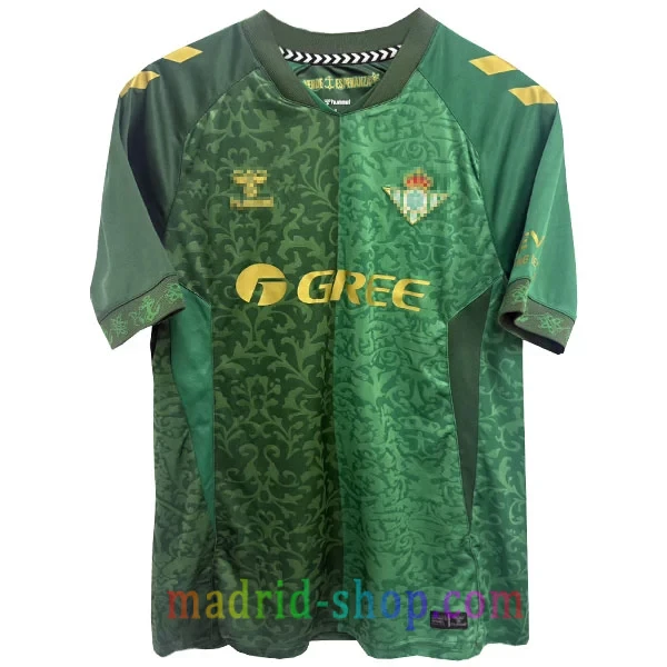 Camiseta Real Betis Segunda Equipación 2026-27 Camiseta Real Betis Segunda Equipación 2026-27 verde esperanza con estampado floral y logos dorados.