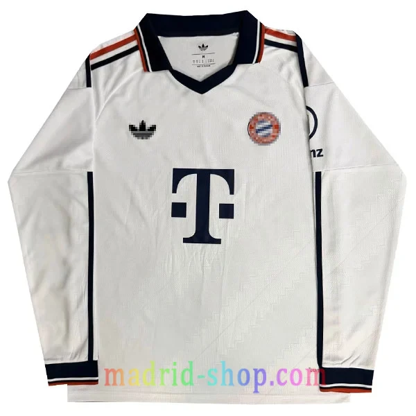 Camiseta Bayern Munich Segunda Equipación 2026-27 Manga Larga Camiseta Bayern Munich Segunda Equipación 2026-27 Manga Larga blanco y azul marino.