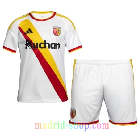 Camiseta RC Lens Tercera Equipación 2026-27 Niño conjunto blanco con banda diagonal.