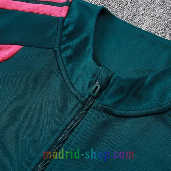 Chaqueta Chándal Real Madrid 2026-27 Verde Oscuro y Rosa cuello del Chándal Real Madrid 2026-27 Verde Oscuro y Rosa